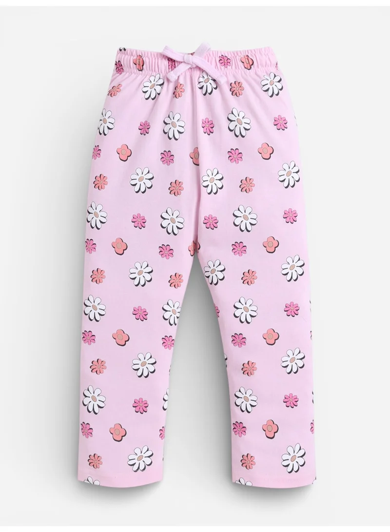 Victor And Jane  Girls Floral Print Cotton Pajama Set – T-Shirt & Full Pants Nightwear for Women | Best Price UAE